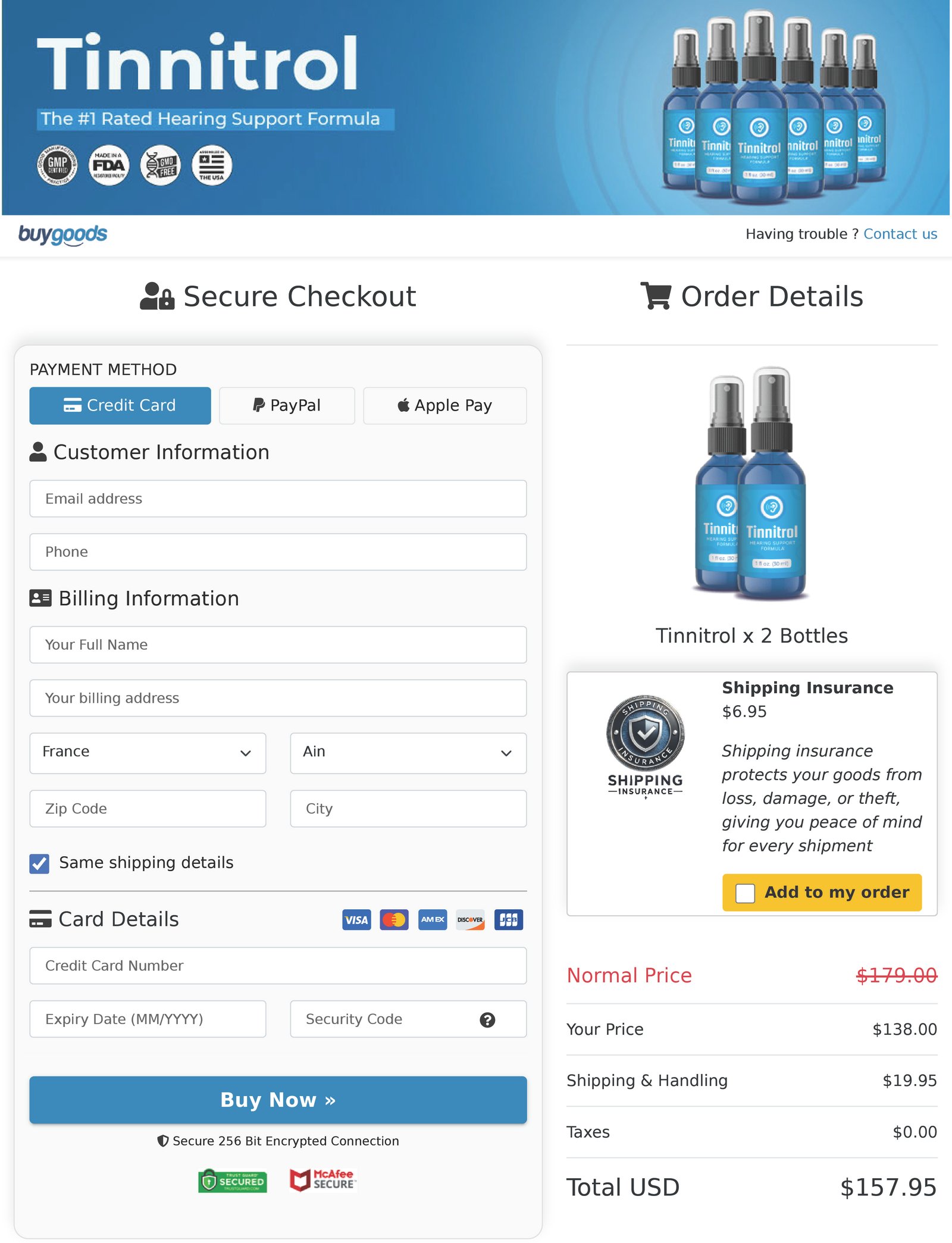 Tinnitrol CheckOut Page